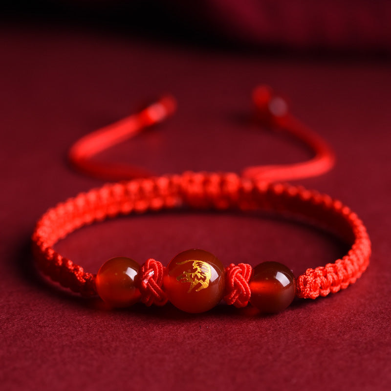 Zodiac Red Rope Bracelet Natural Red Agate